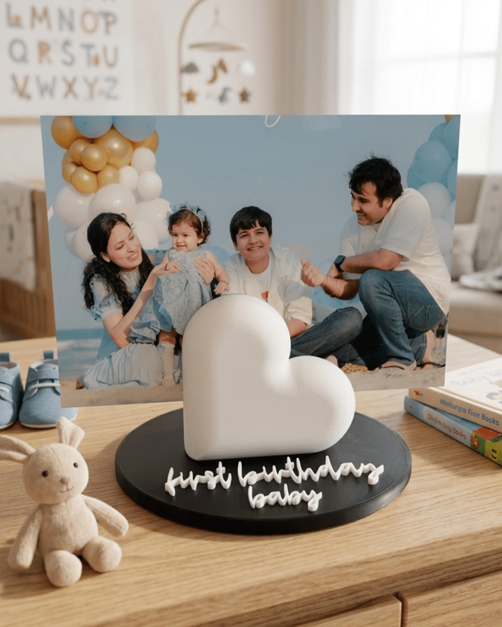 Personalisiertes 3D-gedrucktes Herz mit Namen — Babygeschenk aus der Schweiz